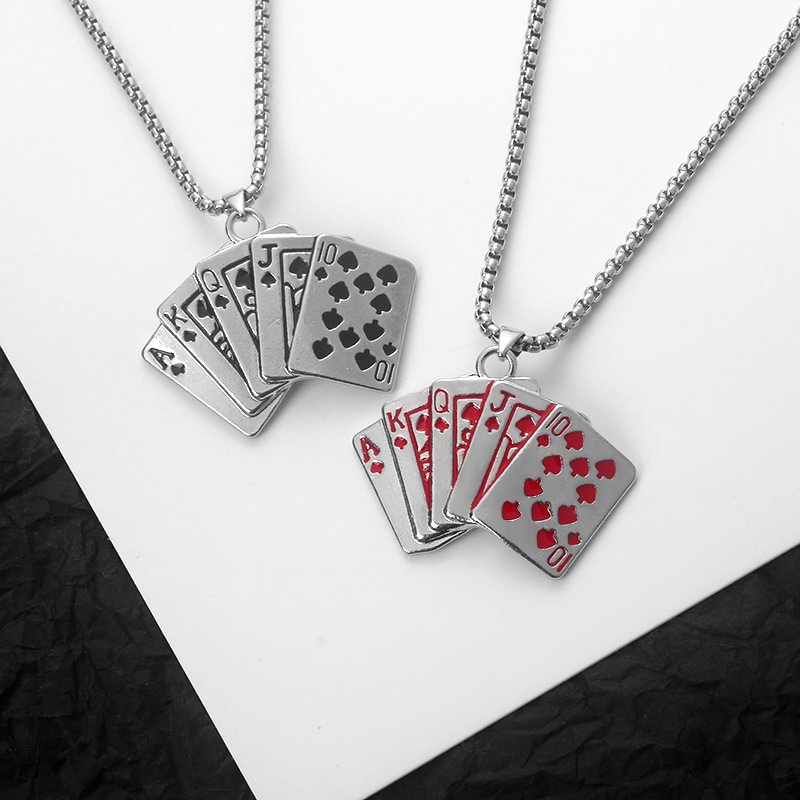 Street hip-hop punk style necklace playing card pendant long sweater chain