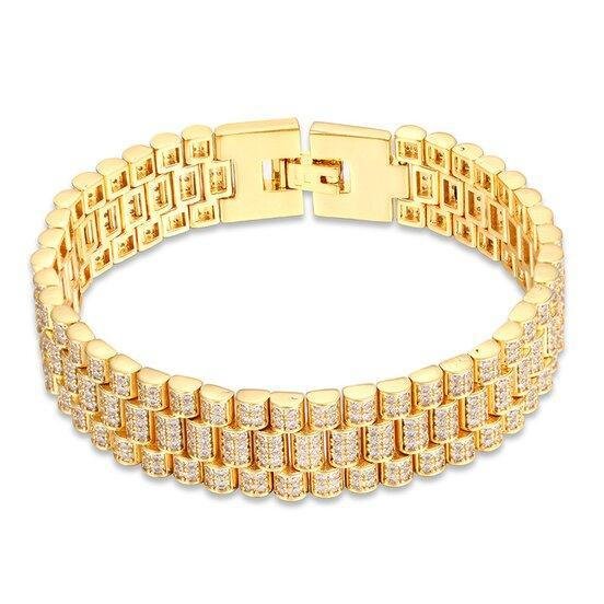 12/16MM Men's Micro-inlay 3 Rows of Zircon Steel Belt Fine Watch Bracelets