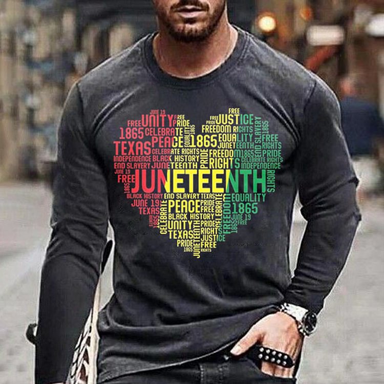 BrosWear Men's Personalized Heart Pattern Long Sleeve T-Shirt