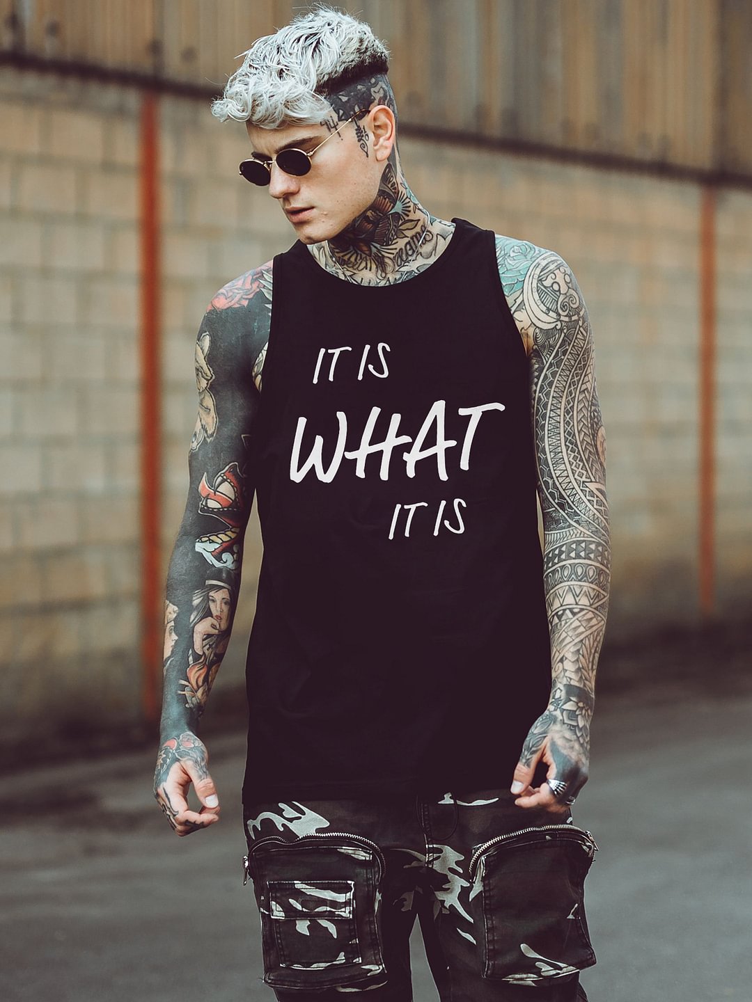 It Is What It Is Printed Casual Vest - Krazyskull