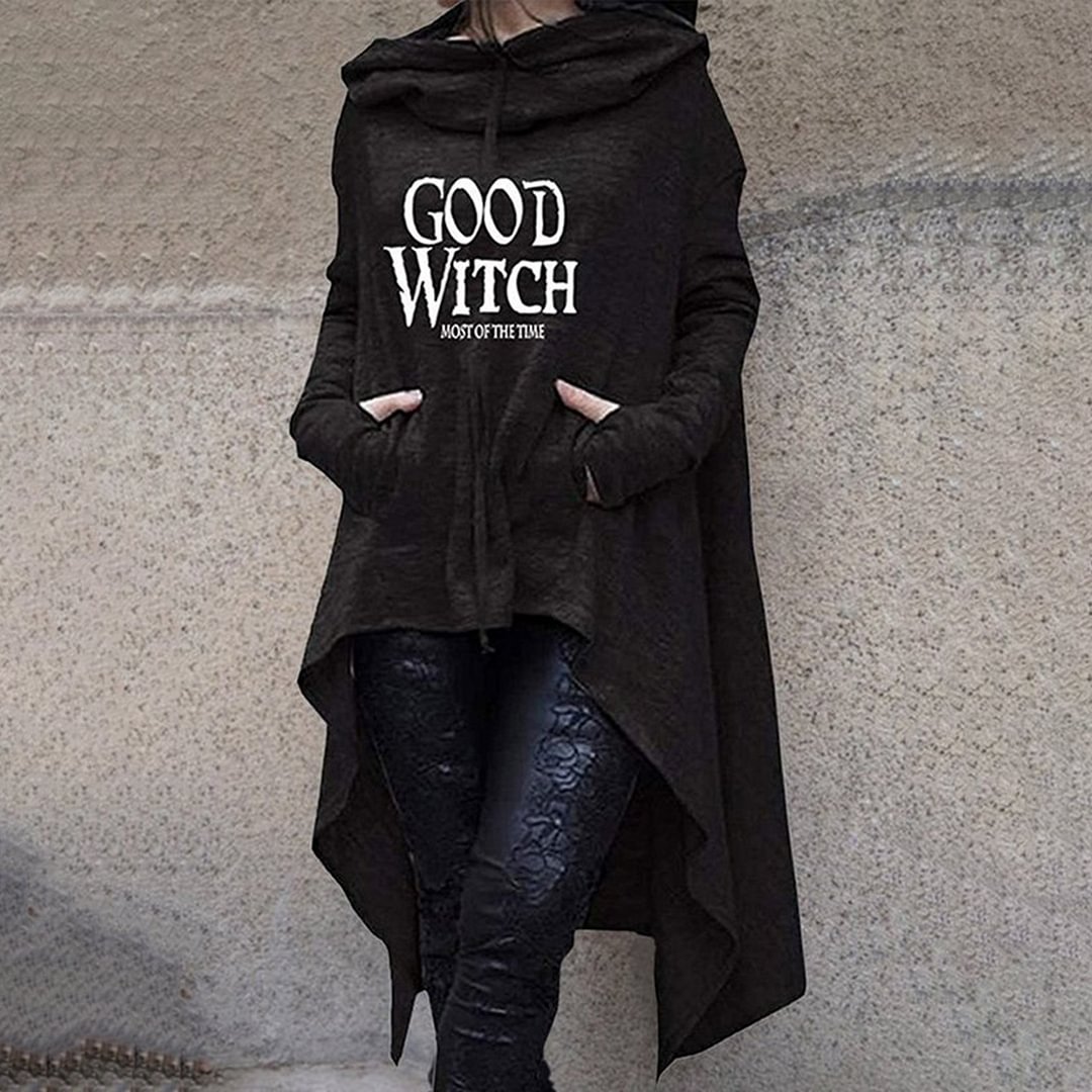 Good Witch Most Of The Time Printed Loose Hoodie
