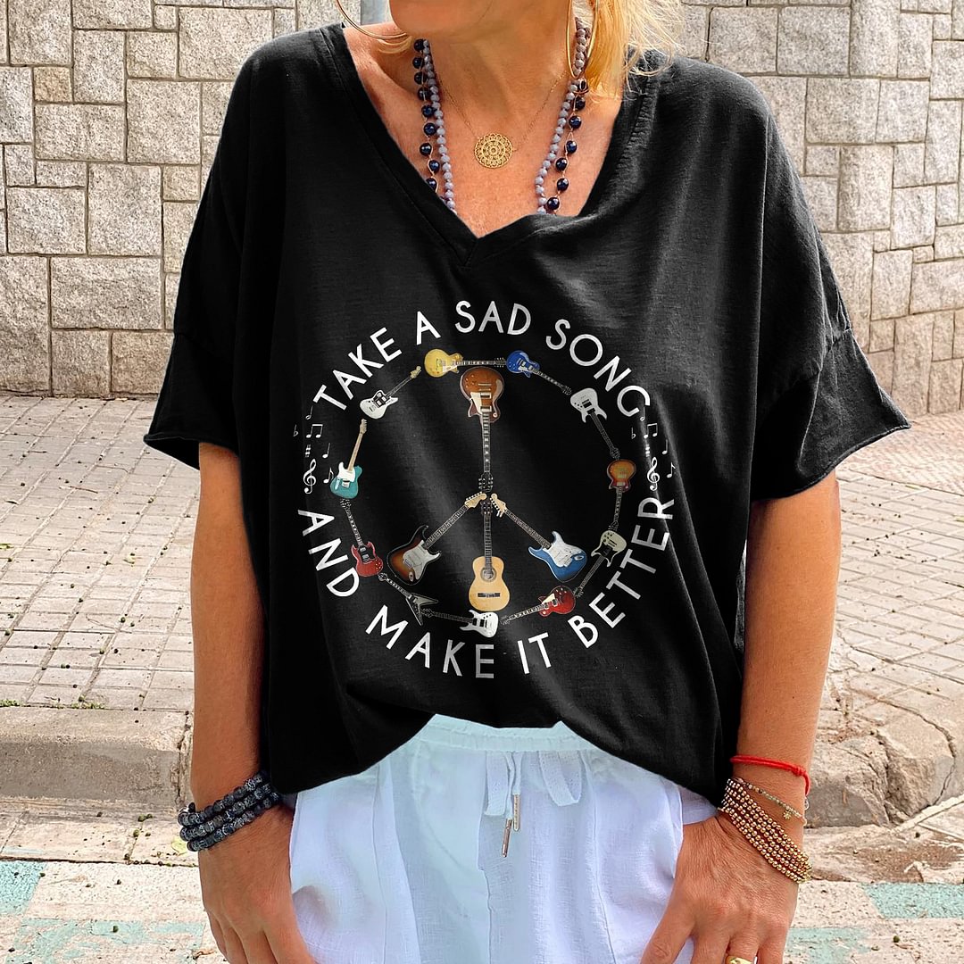 Take A Sad Song And Make It Better Printed Hippie T-shirt