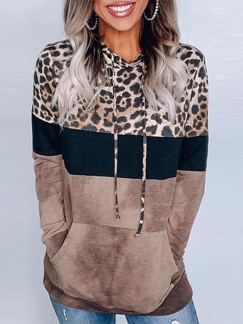 Leopard Printed Long Sleeve Women Hoodies