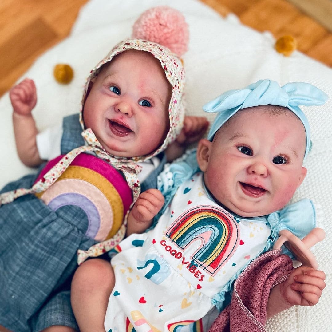 Realistic 19'' Twins Reborn Dolls Ritvik and Rutvij,Lifelike Twins Doll