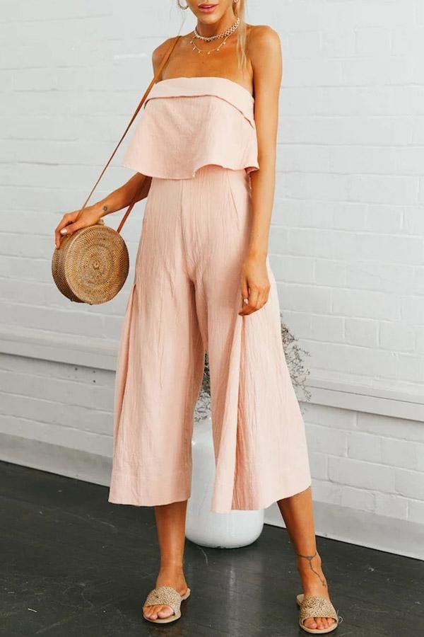 Womens Sexy Tube top Backless Jumpsuit-Allyzone-Allyzone