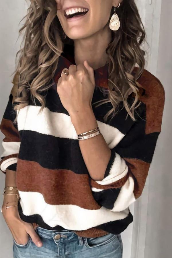Womens Cozy Striped Casual Wear Sweater-Allyzone-Allyzone