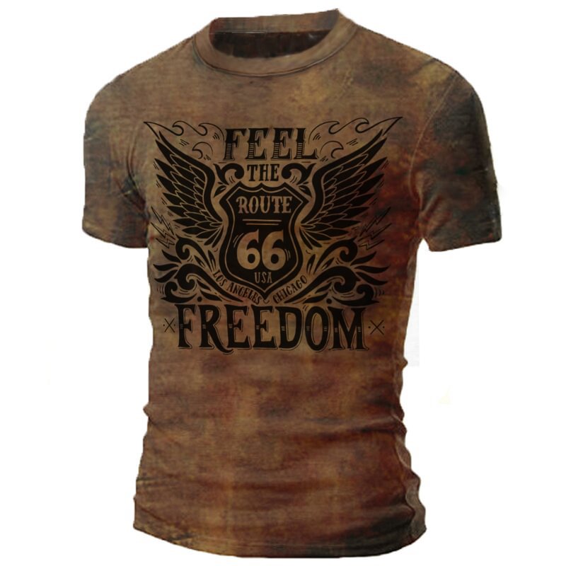 Mens Feel The Freedom Route 66 Printed T-shirt / [viawink] /