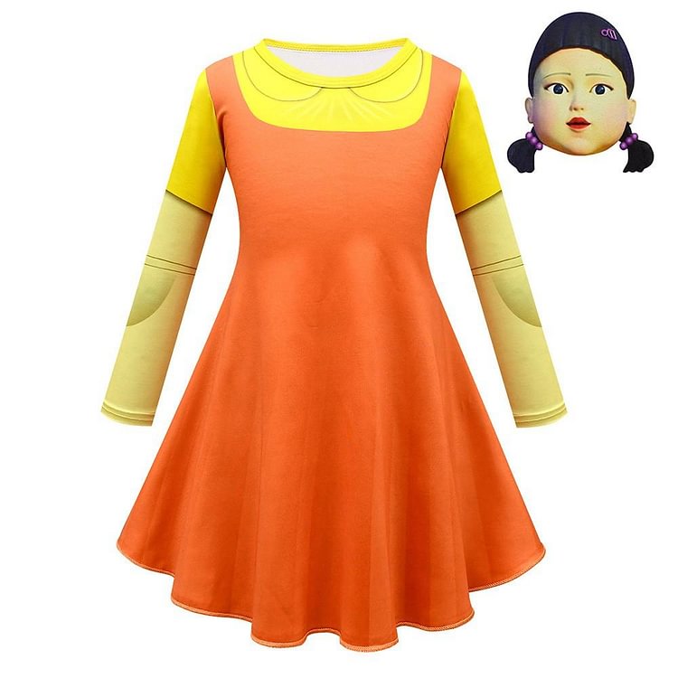 Mayoulove Girls squid 123 Wooden Doll Dress Kids Halloween Costume-Mayoulove