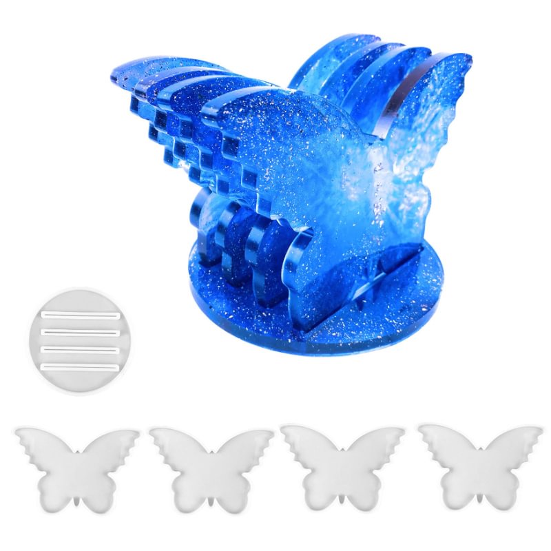 Butterfly Resin Coaster Molds (4Pcs Coaster with 1Pcs Coaster Stand Storage)