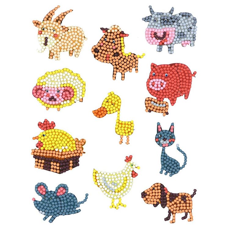 11pcs Cute Animals- 5D DIY Craft-Sticker