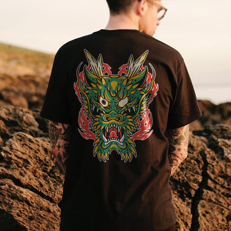 Cloeinc Angry dragon printed designer T-shirt - Cloeinc