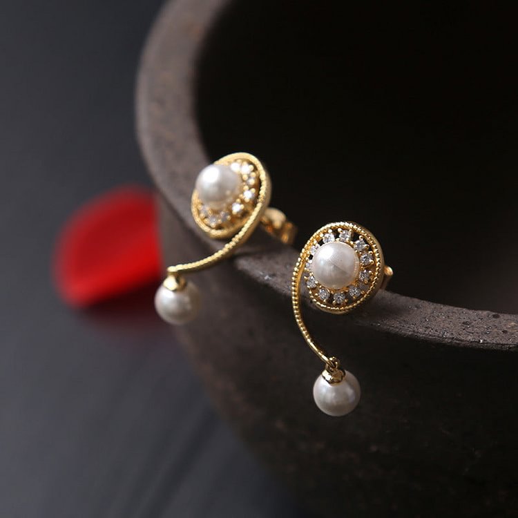 S925 Silver Gemstone Pearl Earrings