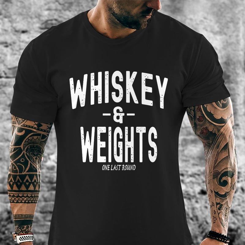 Livereid Whiskey And Weights One Last Round Print T-shirt - Livereid