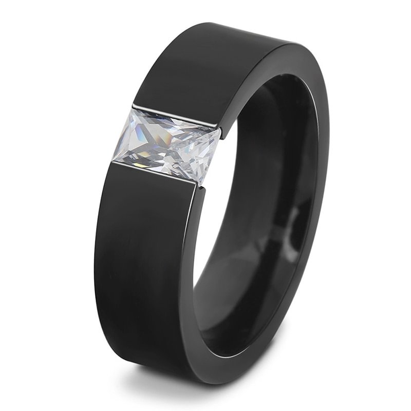 Black/Silver Zircon Rhinestone Ring Charm Jewelry Gift-VESSFUL