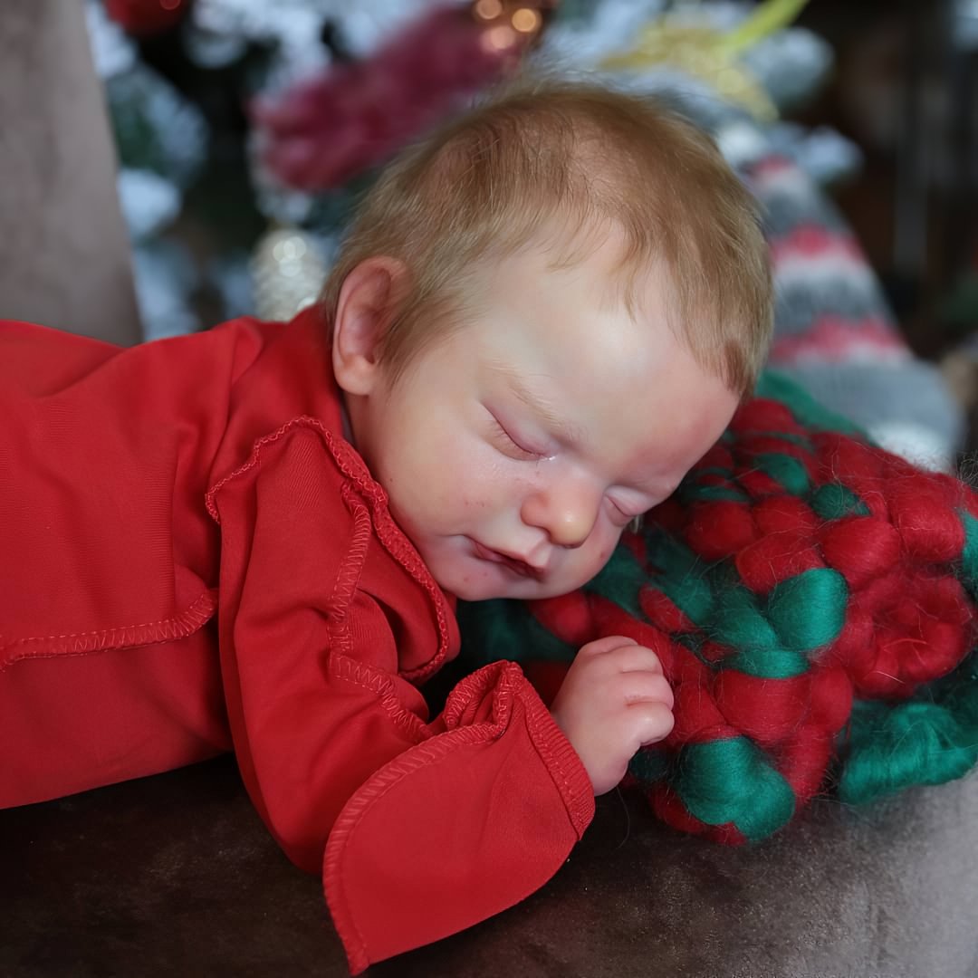  [Holiday Gift] 19"Real Lifelike Reborn Silicone Asleep Baby Doll Enoch, Hand-painted, Reborn Collectible Baby Doll - Reborndollsshop.com-Reborndollsshop®