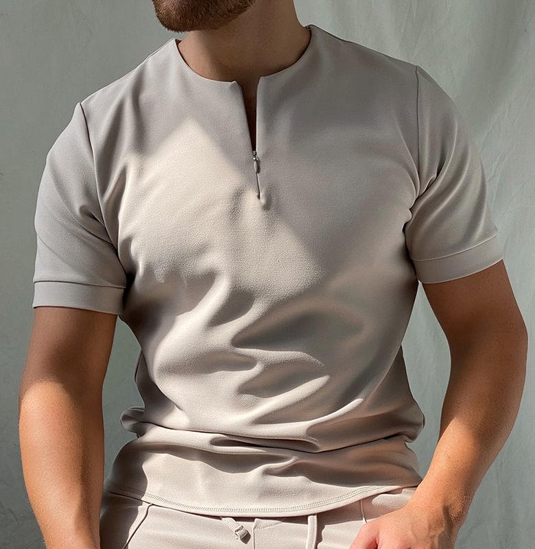 Solid color polo shirt without zipper / [viawink] /