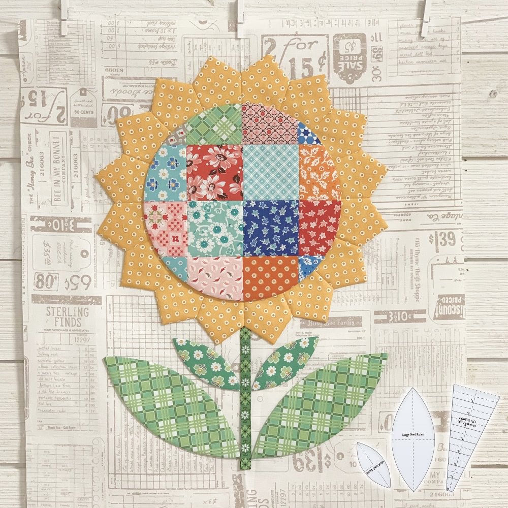 Colorful Sunflower Quilt Template Set With Instructions