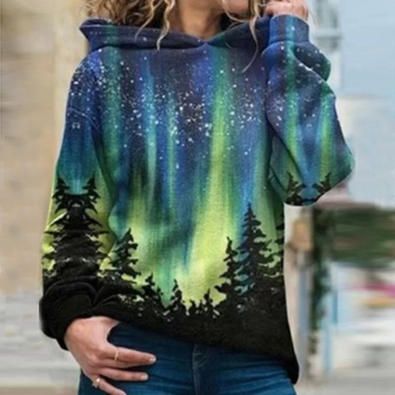 Cozy Forest Trees Unique Pattern Printed Hoodie