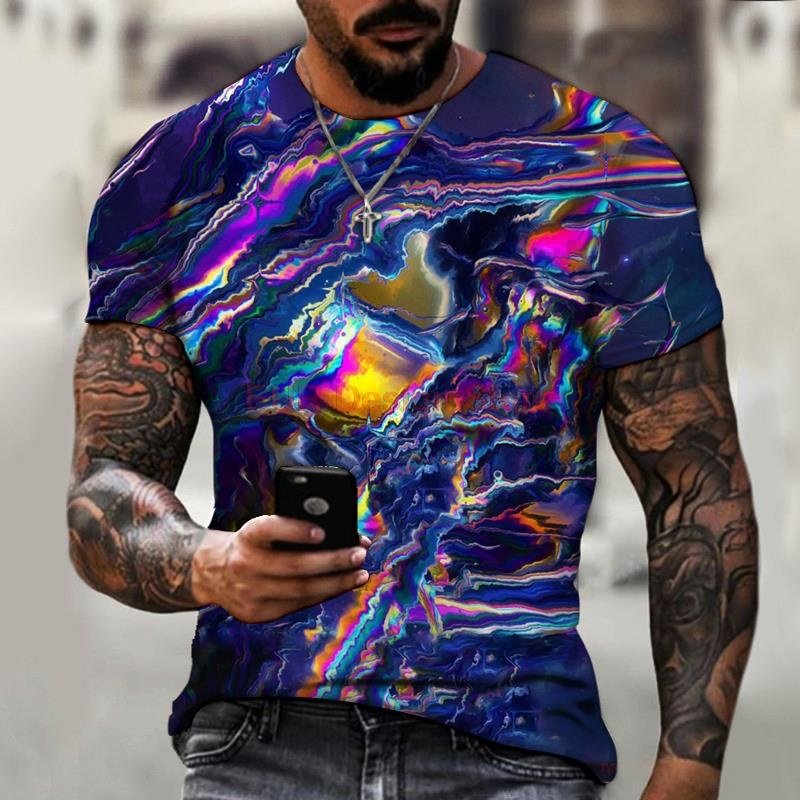 Tie Dyed Style Summer Short Sleeve Men's T-shirts-VESSFUL