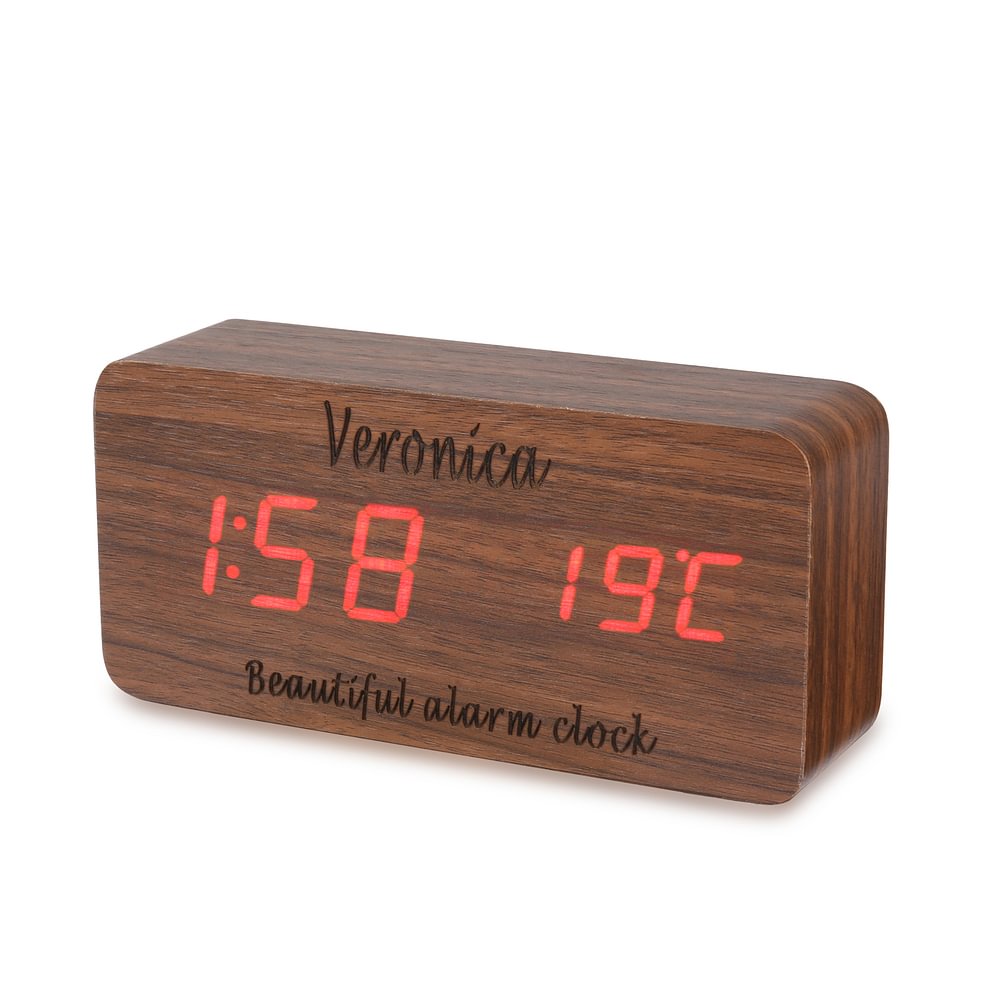 Personalized Wooden Clock Customized Alarm Engraved