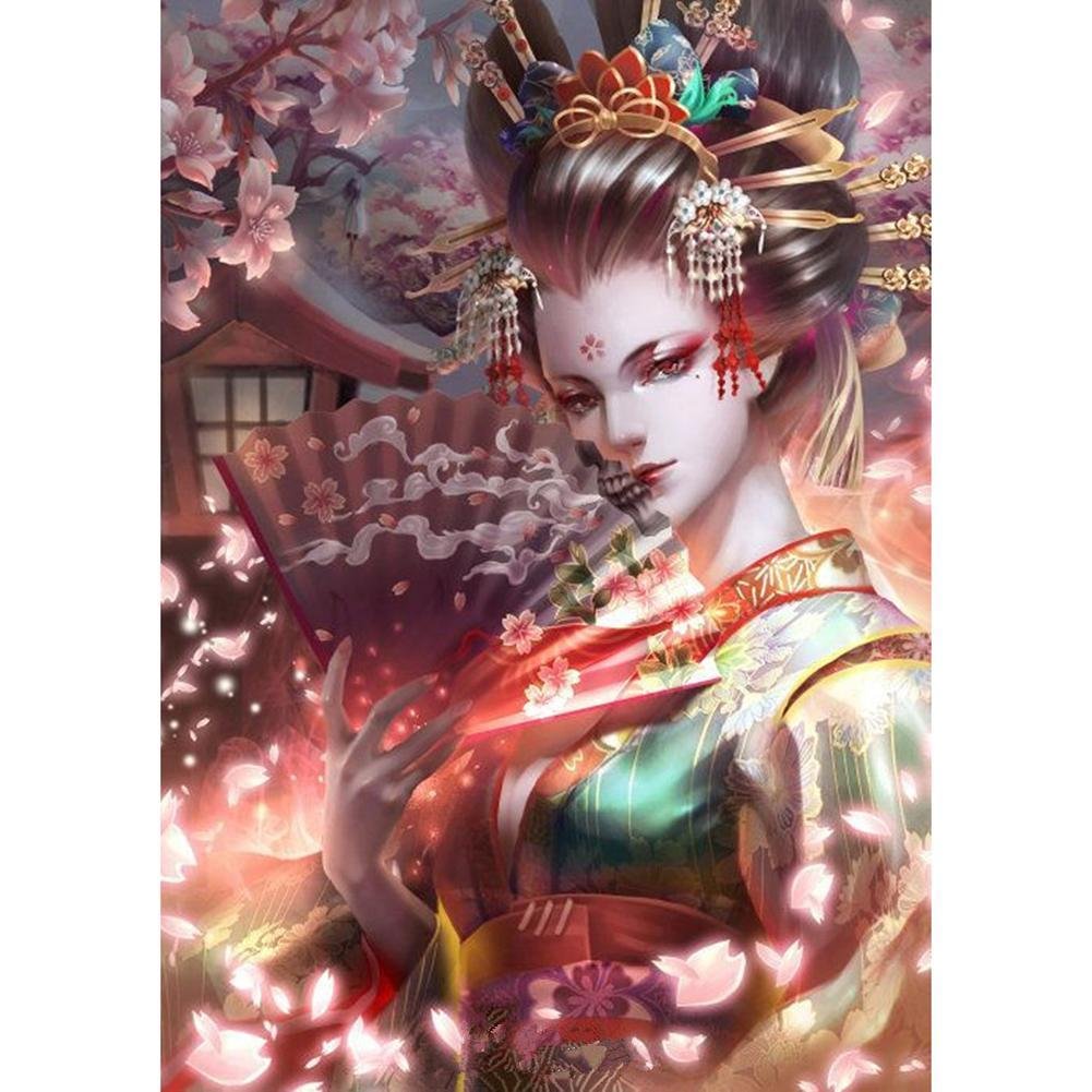 Peinture de diamant - ronde complète - geisha fraîche