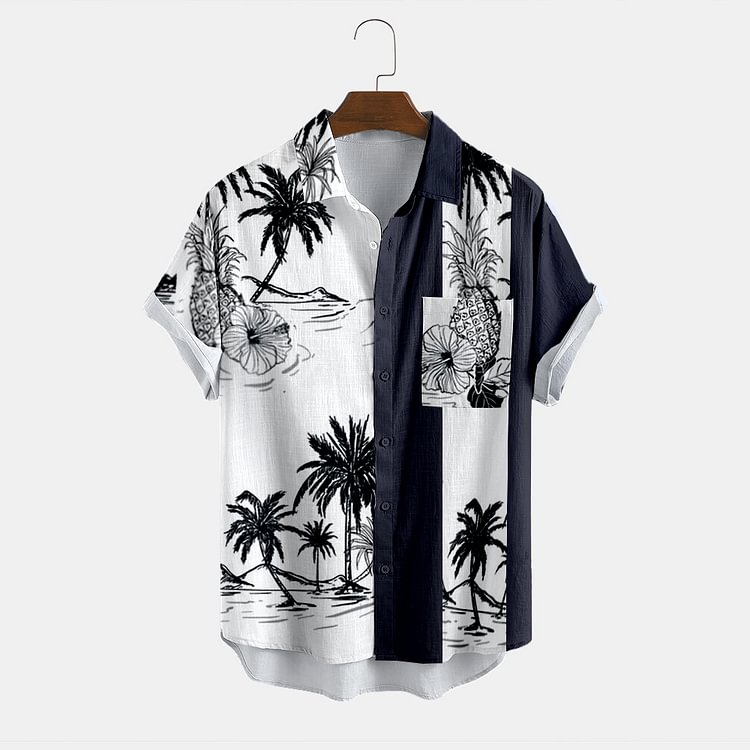 BrosWear Coconut Print Colorblock Men'S Shirt
