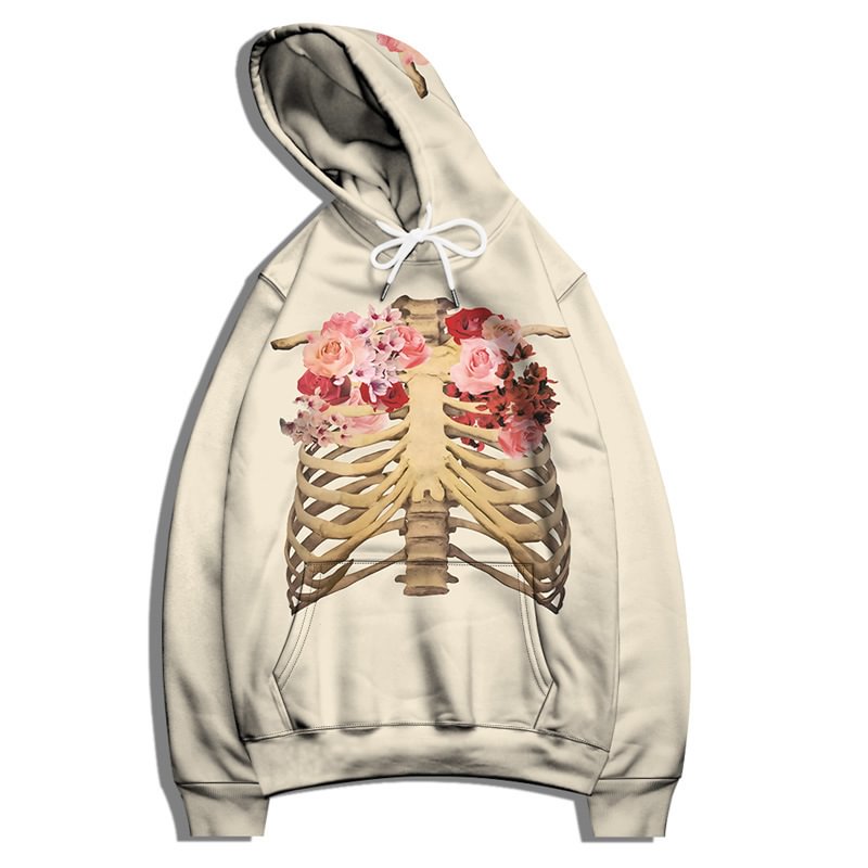 Bone Print Fashion Hooded Sweater / Techwear Club / Techwear