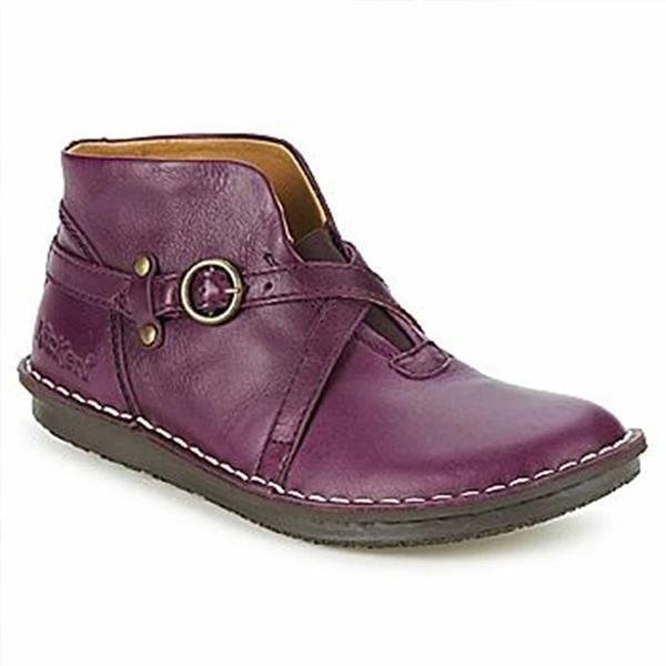 Solid Vintage Round Toe Boots-Corachic