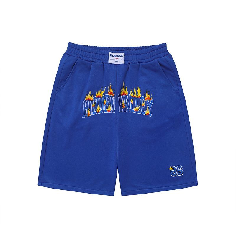 Trend Embroidered Fire Letter Basketball Shorts / Techwear Club / Techwear