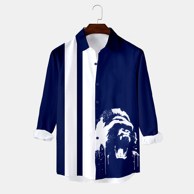 BrosWear Fashionable Casual Color Contrast Print Shirt