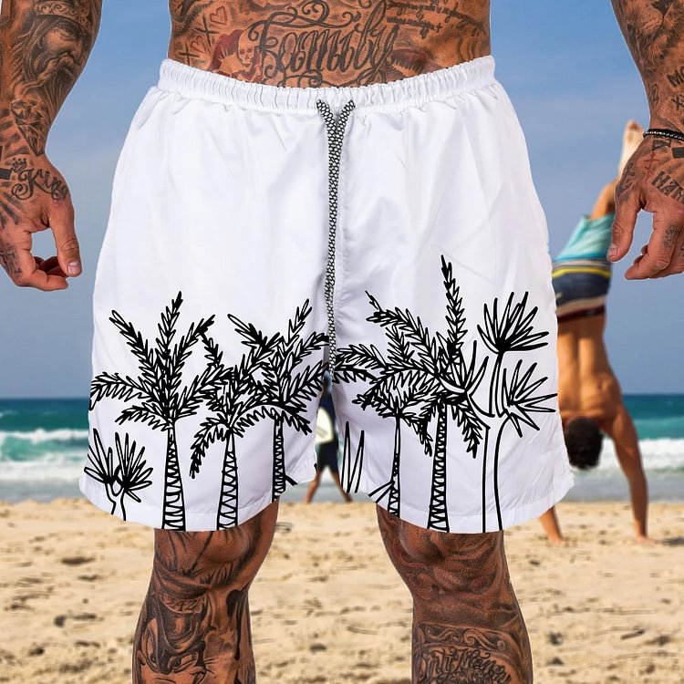 BrosWear Men's Coconut Print Beach Shorts