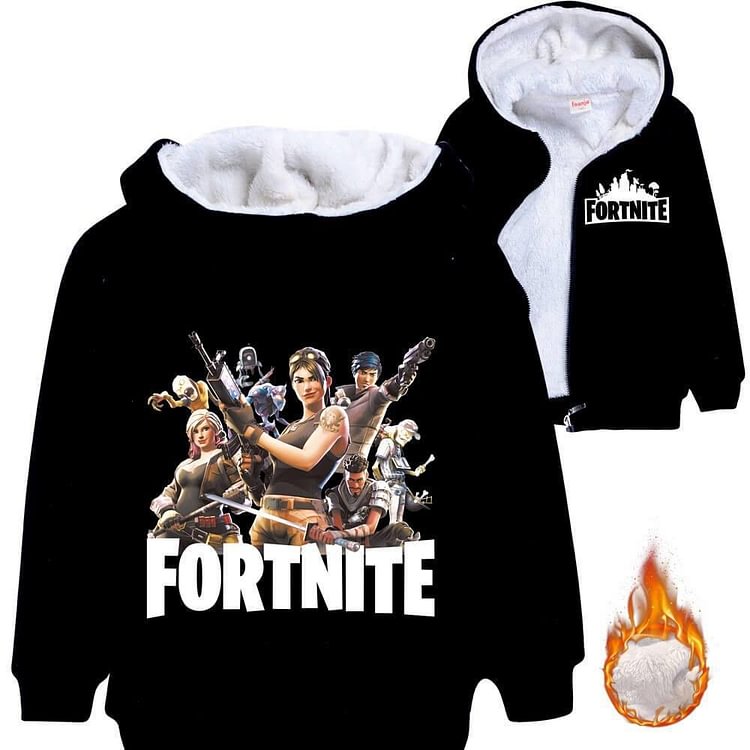 Mayoulove Boys Girls Fortnite Battle Print Kid Zip Up Fleece Lined Cotton Hoodie-Mayoulove