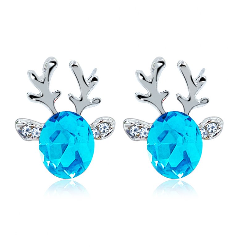 Luxury 3D Crystal Christmas Antler Earrings