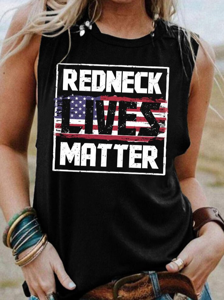 American Flag Redneck Lives Matter Tank - Black