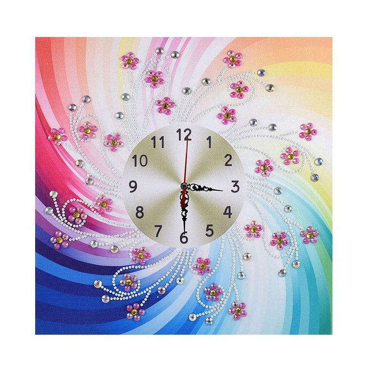 Pearls Floral Clock Special Drill Diamond Painting 35X35CM(Canvas)-gbfke