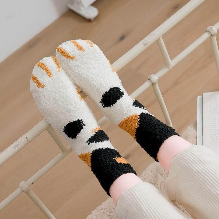 Set of 6 Winter Cat Claws Cute Thick Warm Sleep Floor Socks - CODLINS - Codlins