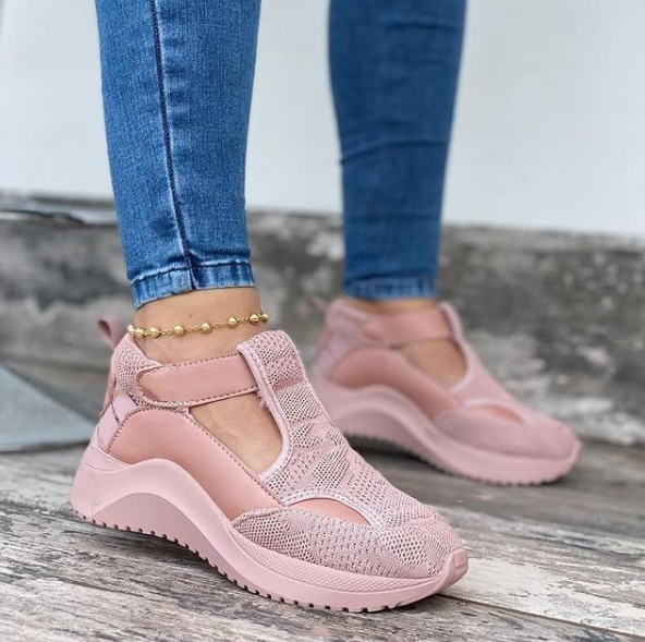 Women’s Fashion Flying Woven Comfortable Velcro Sneakers