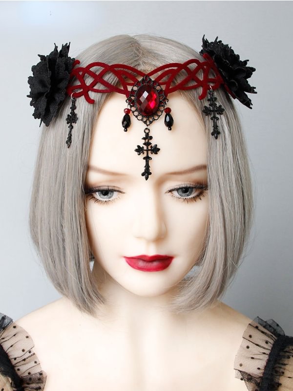 Gothic Vampire Cross Flower Halloween Party Crown