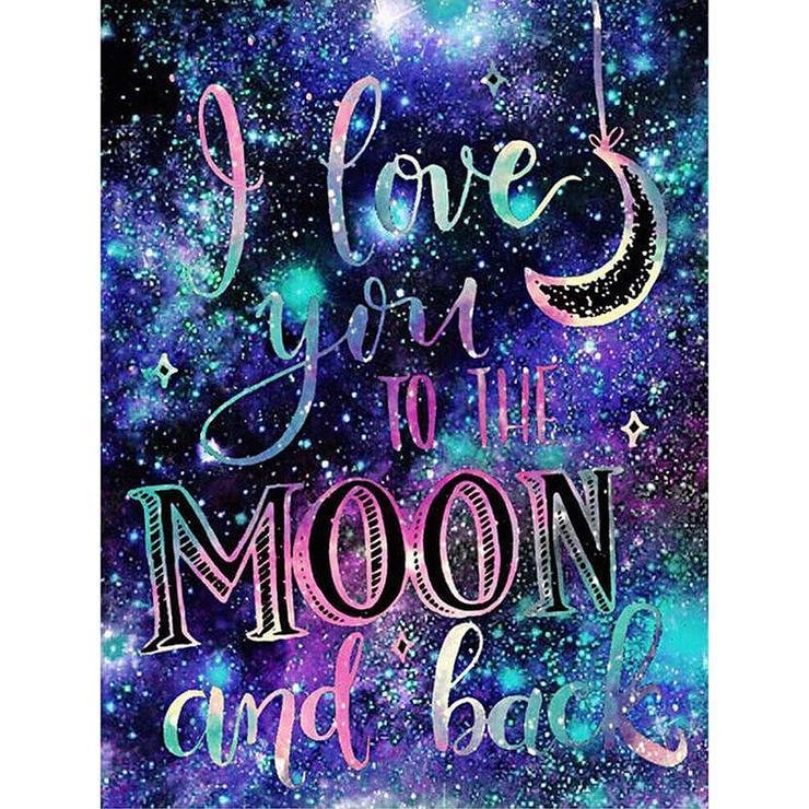 Partial Special Shaped Diamond Painting I Love You To the Moon and Back