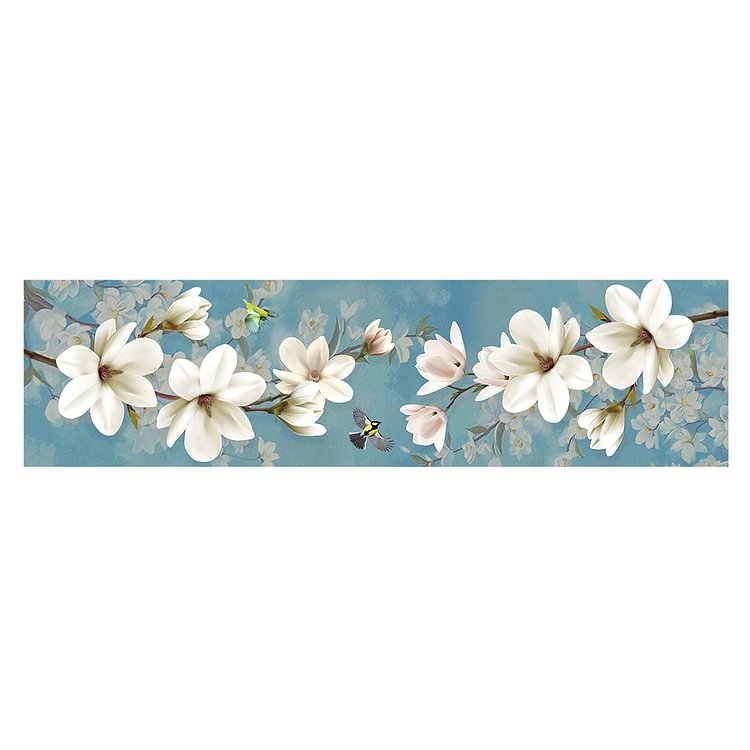 (11Ct Counted/Stamped) Magnolia Flower Bird - Cross Stitch Kit 120*39CM