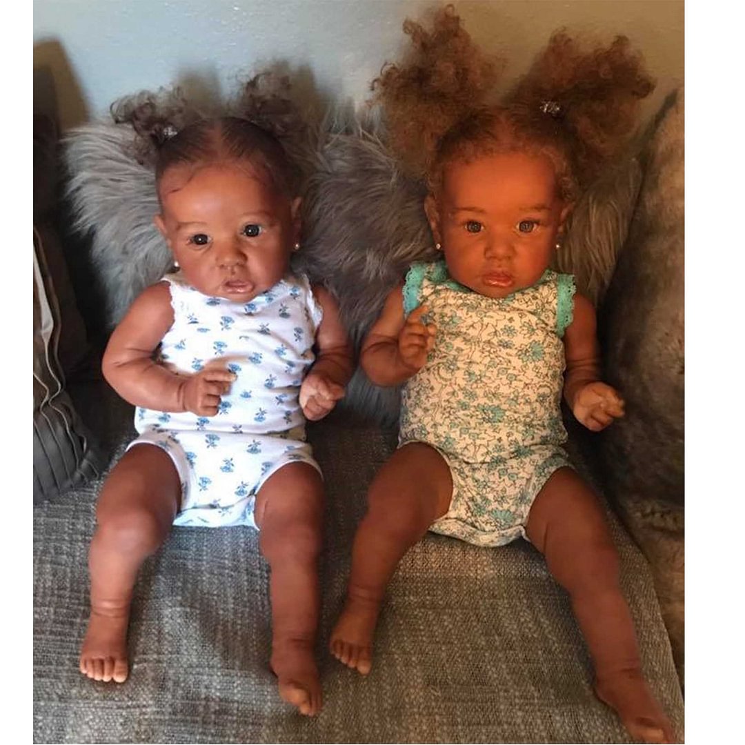 20'' Truly Lifelike Reborn Doll Twins Cairo & Yara with Beautiful Grey Eyes