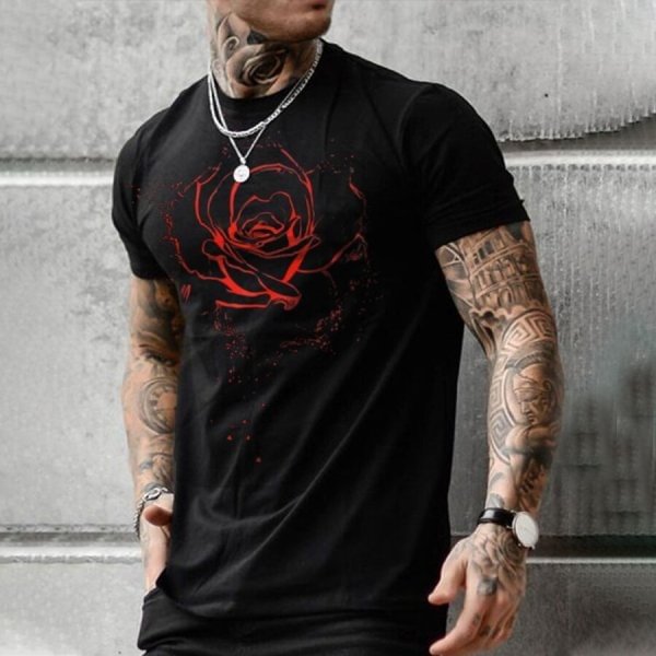 Rose personality short-sleeved T-shirt / [viawink] /