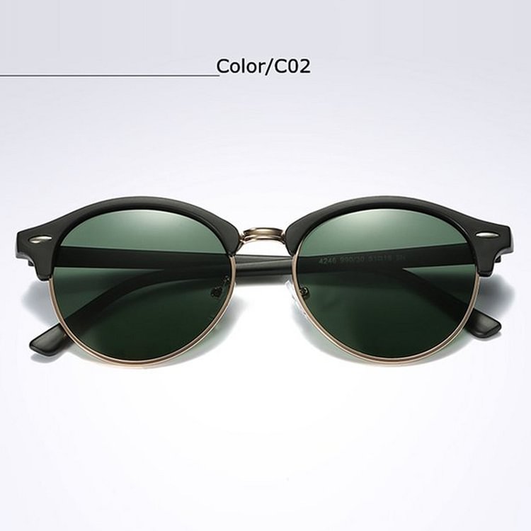 Classic Half Frame Polarized Vintage Driving UV400 Sunglasses
