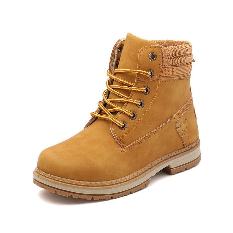Women's Martin Boots High Top Rhubarb Boots  Leisure Large Shoes Work Clothes Leather Boots Autumn And Winter