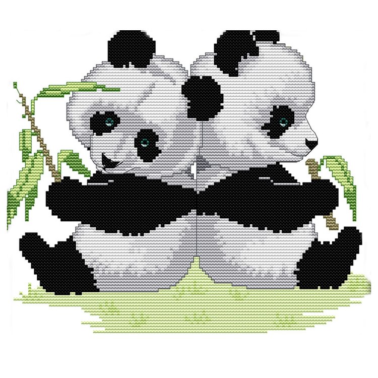 (Counted/Stamped)Gemini Panda - Cross Stitch  30*27CM