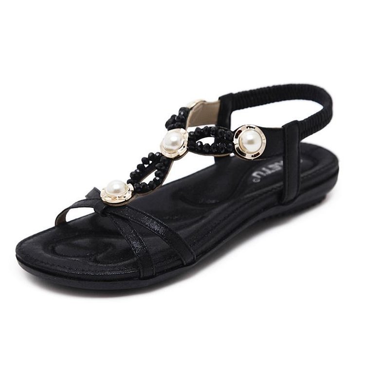 Women's beaded water drill flats and sandals