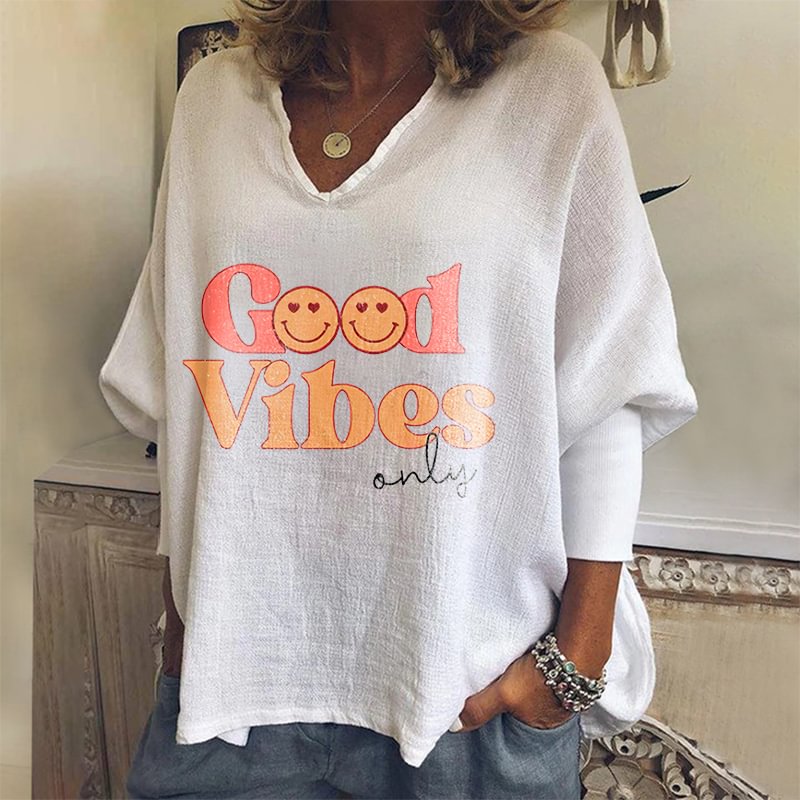 Good Vibes Only Printed Long Sleeves T-shirt