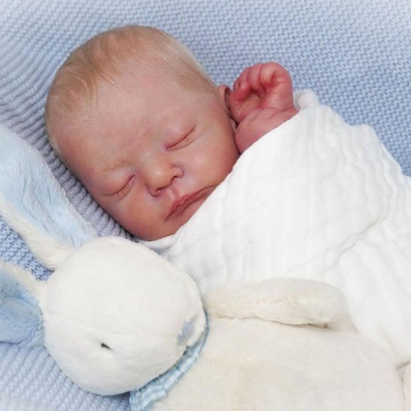 17" Sleeping Reborn Baby Boy Rod,Soft Weighted Body, Cute Lifelike Handmade Reborn Doll Set,Gift for Kids