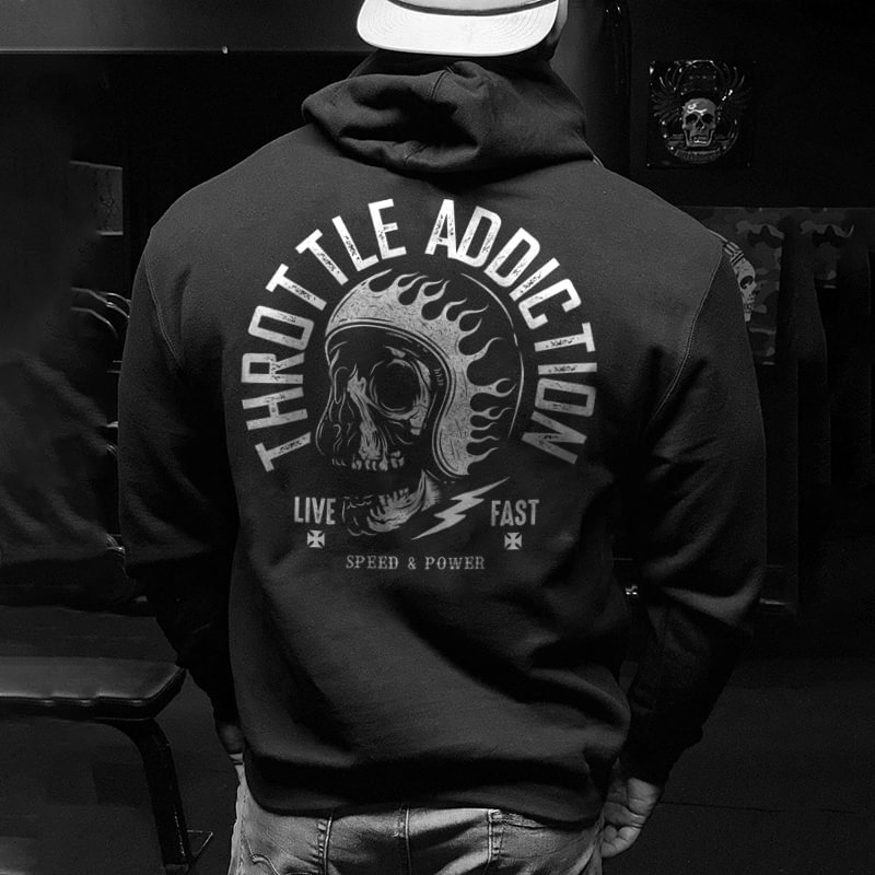 Livereid Throttle addiction skull designer men's hoodie - Livereid