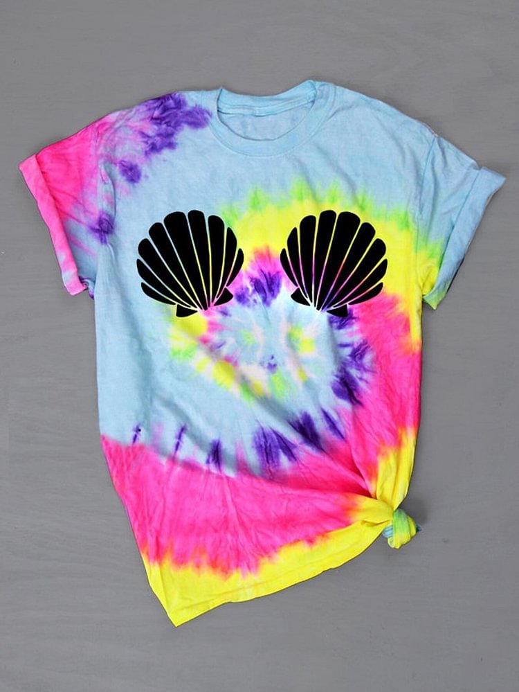 Tie Dye Mermaid Shell T-shirt Halloween-Mayoulove